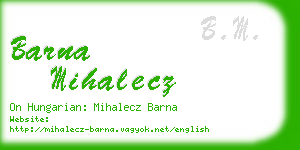 barna mihalecz business card